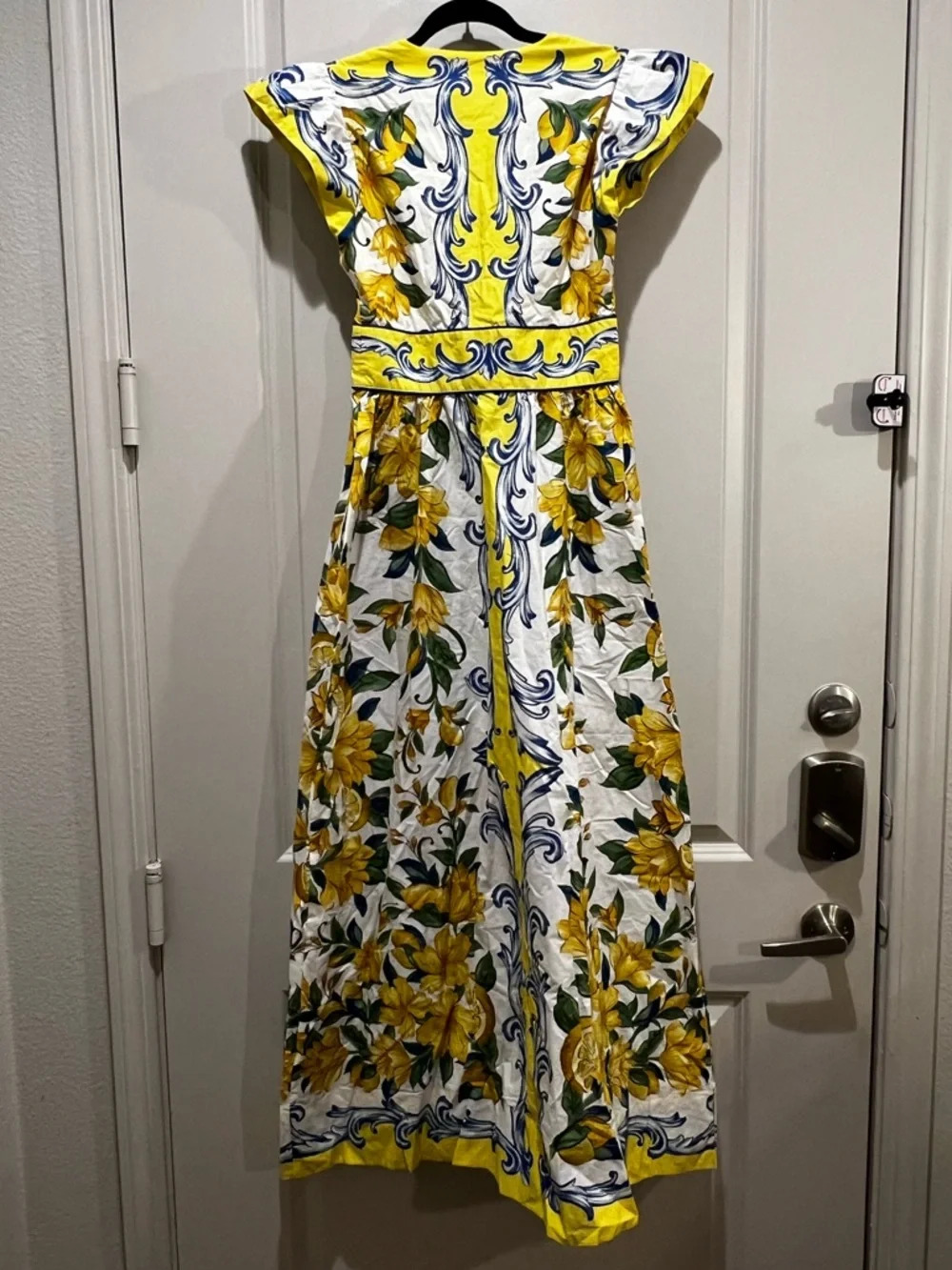 FARM Rio Sicily Scarf Print Maxi Dress Yellow Floral XXS NWT - Picture 5 of 11